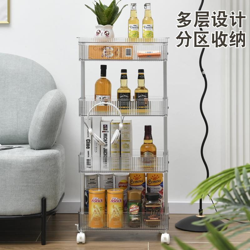 新款直销零食收纳架卫生间厨房夹缝置物架落地可移动洗漱台浴室推