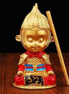 新款直销彩绘孙悟空齐天大圣汽车车载工艺品摆件打坐悟空桌面金属