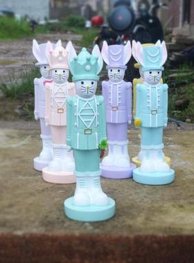 新款直销亚马逊跨境树脂摆件可爱马卡龙色兔子树脂工艺品装饰工艺