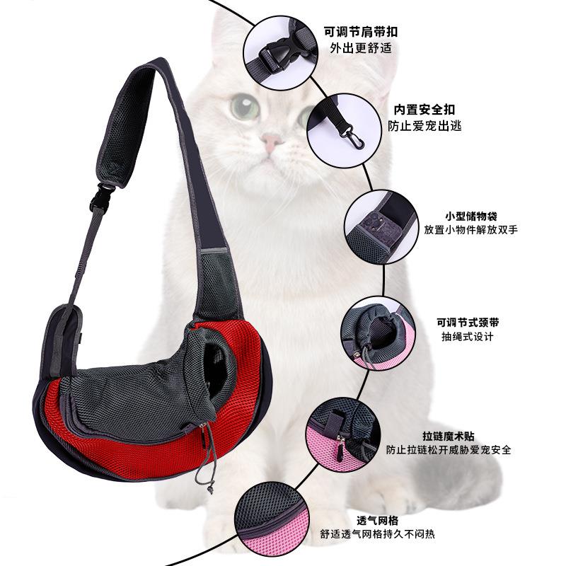 新款直销猫咪背包便携式斜挎狗狗包泰迪小型犬猫外出旅行包宠物包