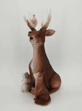 新款直销跨境太阳能鹿兔刺猬狼装饰创意酒店家居客厅室内户外树脂