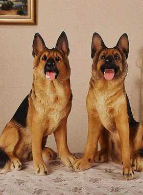 新款直销跨境货源创意家居装饰仿真动物德牧摆件狼狗玻璃钢雕塑仿