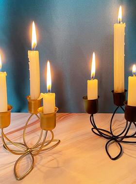 新款直销创意铁艺莲花烛台浪漫烛光铁艺摆件舞台婚礼道具餐厅卧室