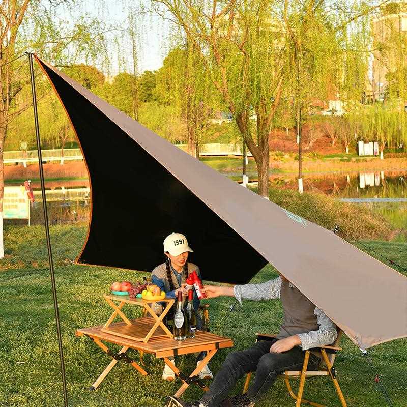 新款直销户外天幕帐篷 露营便携式涂银防晒防雨凉棚 青蛙趴黑胶野