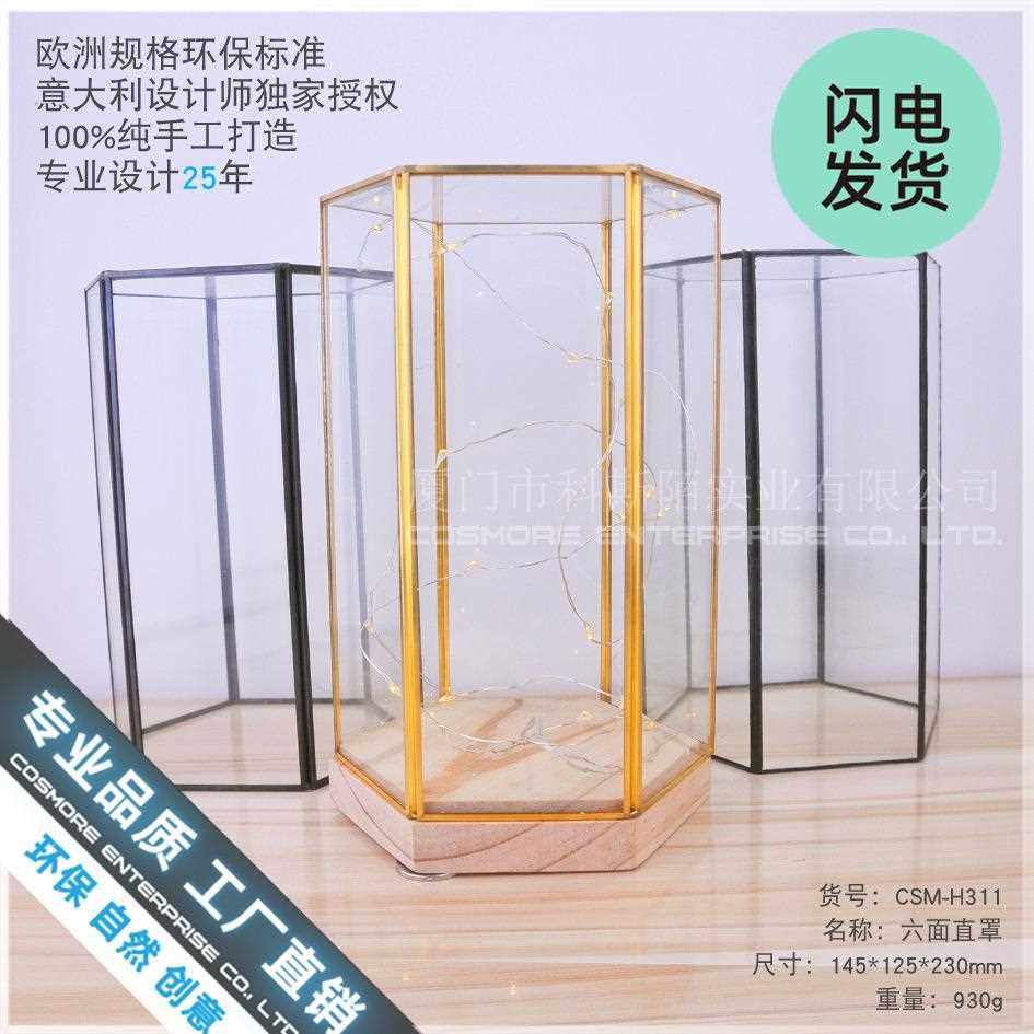 直销新款六面木底座新创意玻璃灯罩 led床头台灯永生花玻璃花房花,家居饰品,装饰摆件,淘宝优惠券,粉丝福利购,淘宝优惠卷