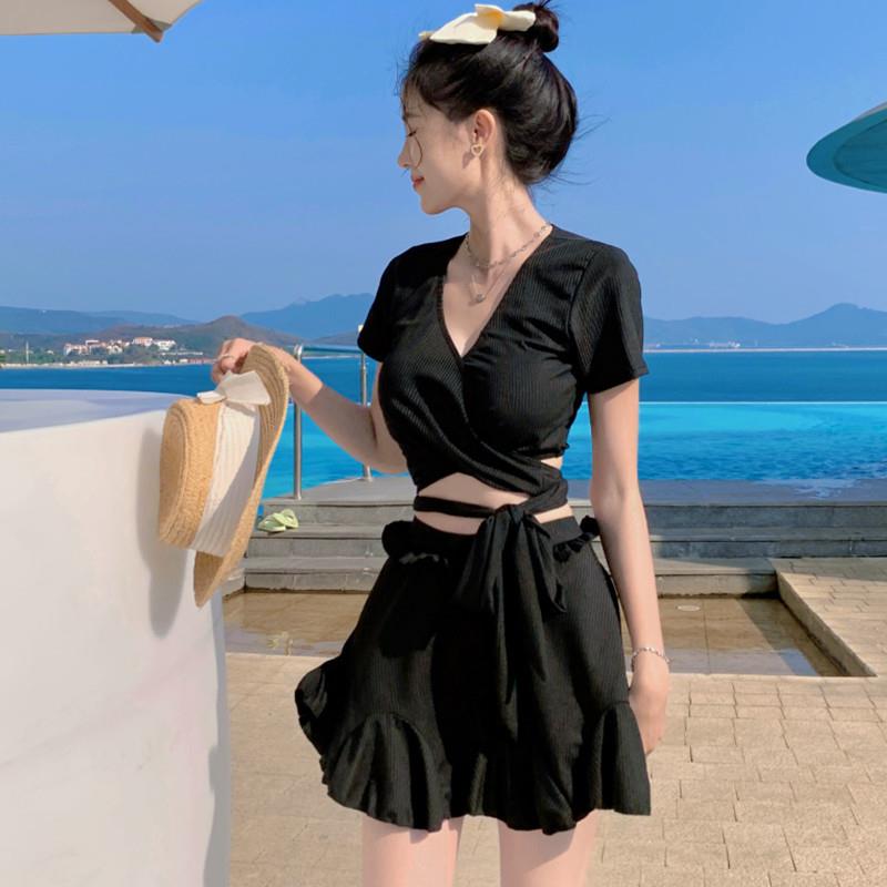新款直销游泳衣女分体裙式2025新款网红ins爆款高腰显瘦保守学生