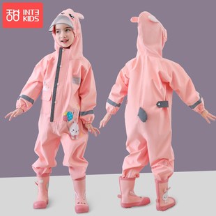 套装 儿童连体雨d衣男童宝宝雨披小学生女幼儿园恐龙雨裤 全身防暴
