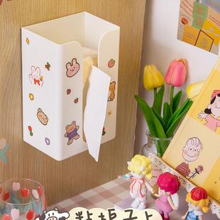 直销新款纸巾盒挂壁式可爱ins风家用厨房卧室贴墙收纳悬挂餐巾纸