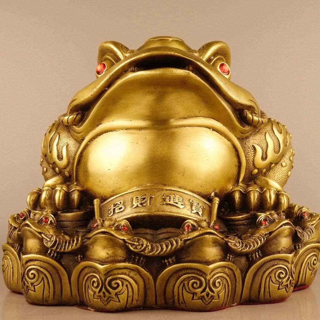 新款直销黄铜金蟾摆件九子蟾元蟾王七星蟾三脚蟾蜍客厅酒柜装饰店