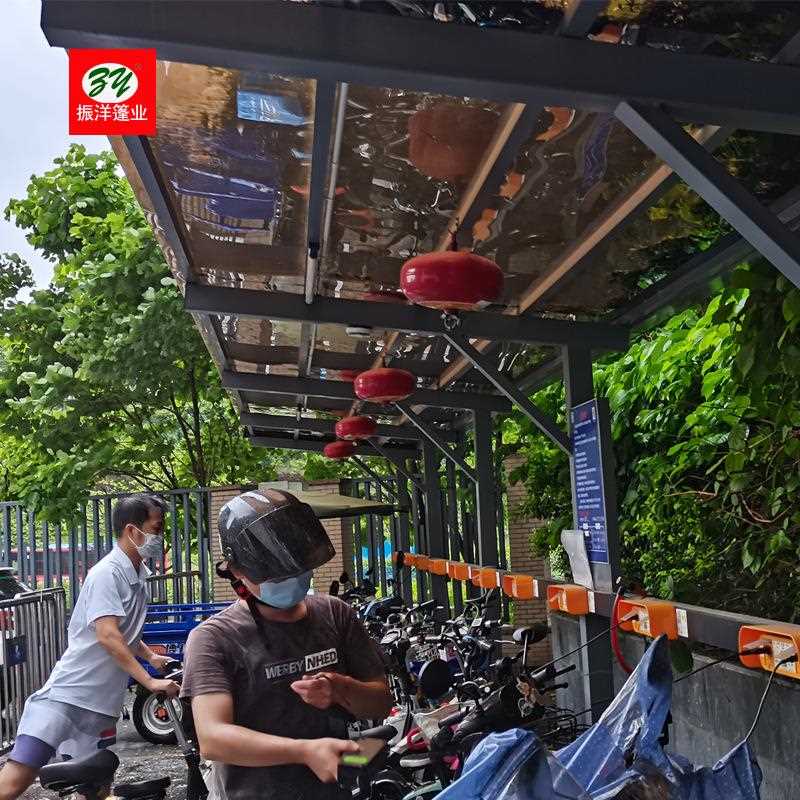新款直销小区阳光板电动车停车棚充电桩雨棚单车篷户外遮阳伞耐力