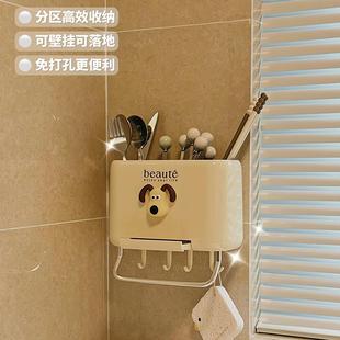 直销多功能筷子筒高颜值奶油风塑料挂钩壁挂式 新款 厨房沥水刀架筷