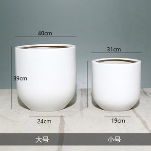 陶瓷花盆家用客厅特大号大口径种树简约个性 白色2021新h款 摆件阳