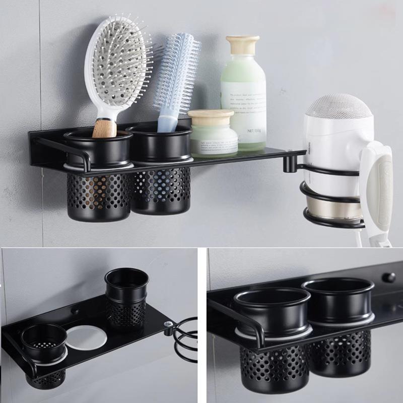 新款直销壁挂太空铝杯电吹风机架洗手间置物架卫生间浴室风筒架收