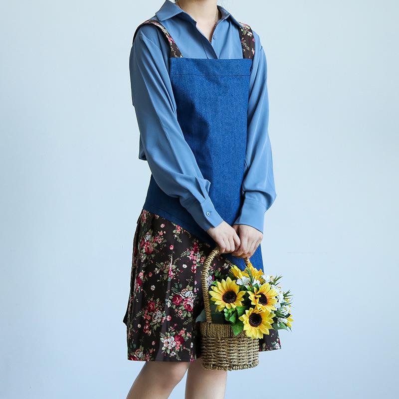 新款直销围裙女理发店吧台网咖花店餐厅服务员工作服印字定制logo