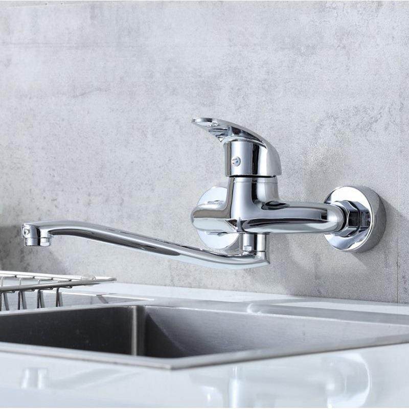 直销新款厨房水龙头家用不锈钢水槽冷热折叠旋转阳台洗衣池入墙洗