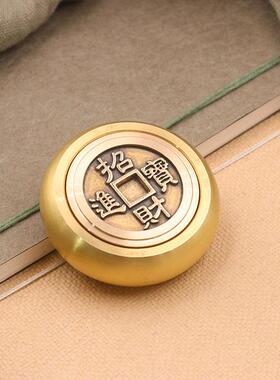 新款直销纯铜赚钱手把件转钱赚钱把件铜钱挂件文玩随身把玩物指尖