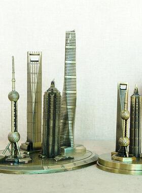新款直销上海地标建筑模型东方明珠景区旅游纪念品金属工艺品家居