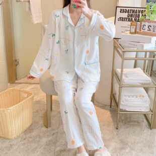 新款直销多款大码2023新款棉纱水洗绉布月子服孕妇产后哺乳套装