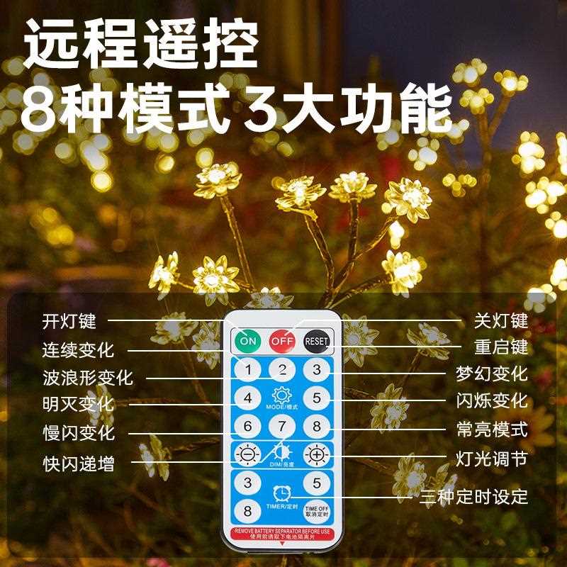 新款直销2025新款太阳能太阳花树枝灯庭院户外草坪防水LED地插灯