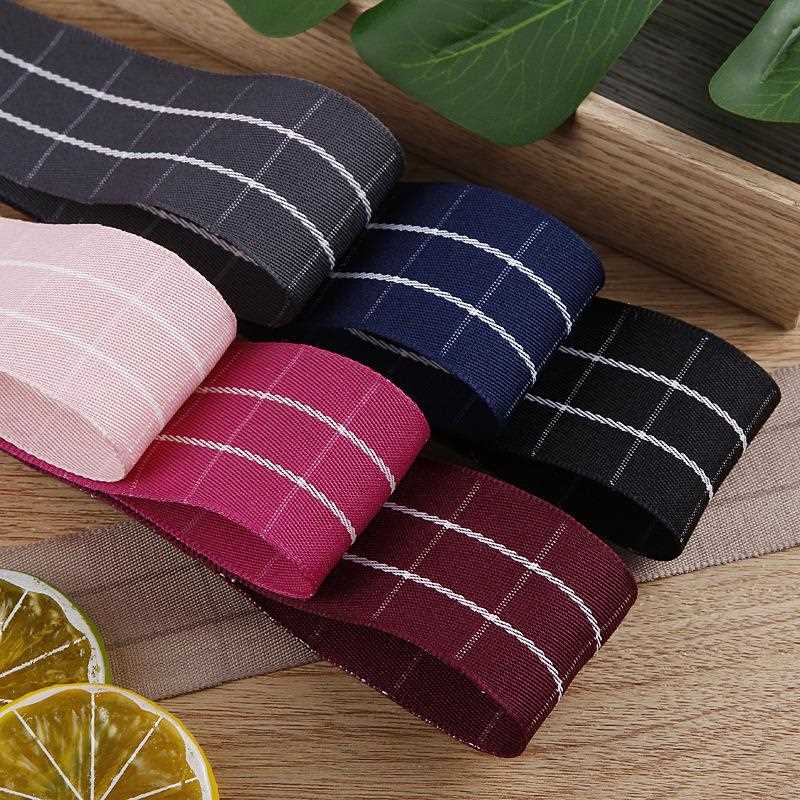 新款直销英伦风经纬白条格子织带蝴蝶结diy发饰材制服装儿童帽子