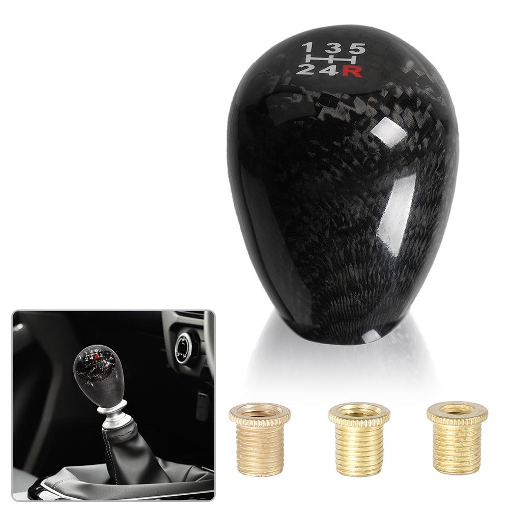 新款直销跨境汽车改装用品碳纤维排挡头5速6速档把头鸭蛋形变速换