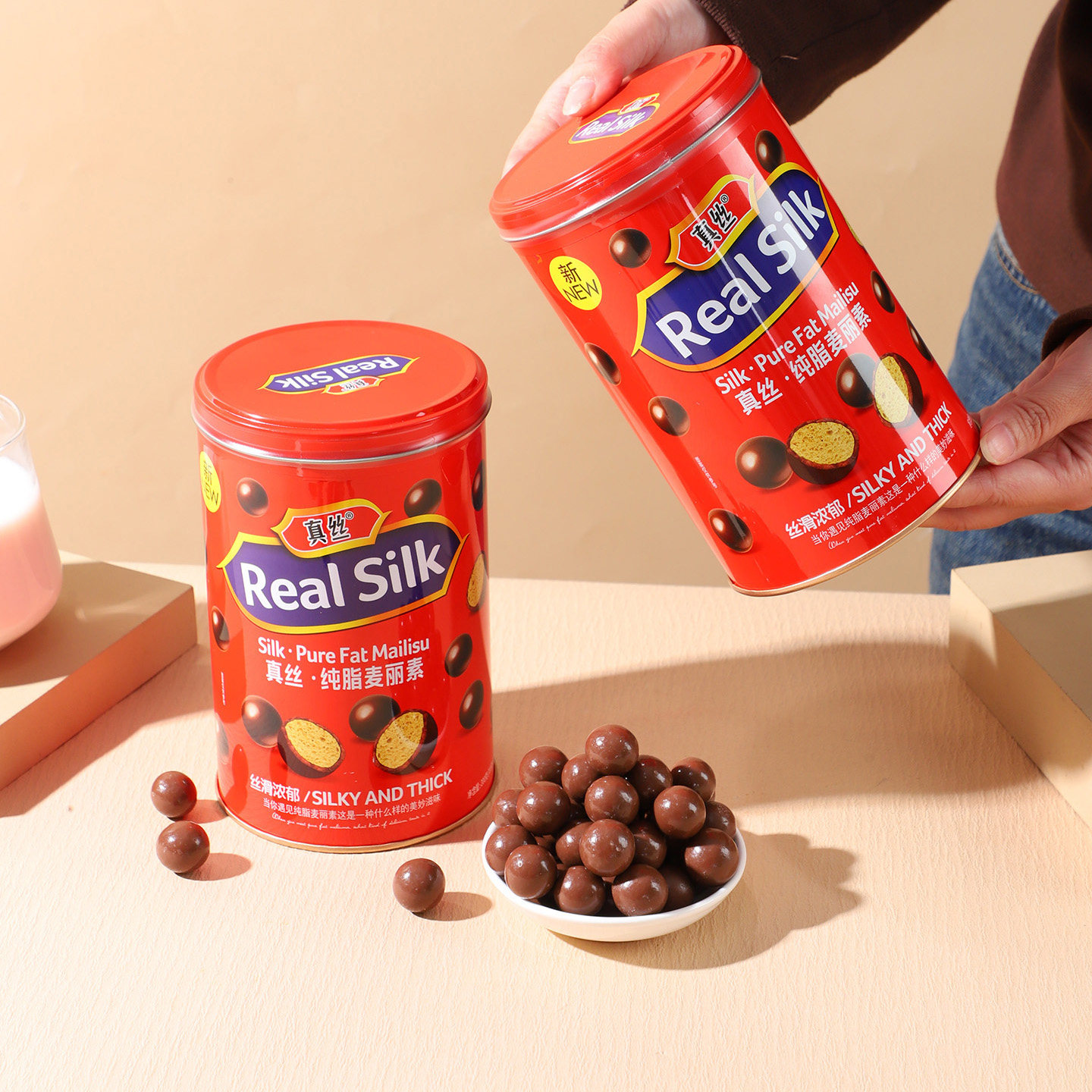 真丝MarLour纯可可脂麦丽素巧克力罐装送礼年货零食松露形巧克力