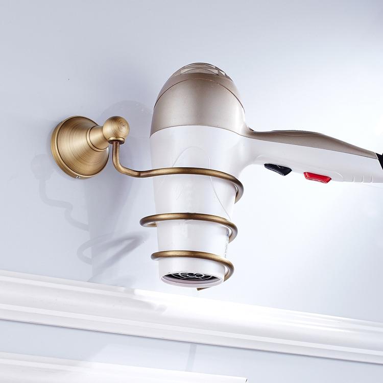 新款直销热销价欧式仿古吹风机架壁挂电吹风架浴室挂件收纳黄铜风