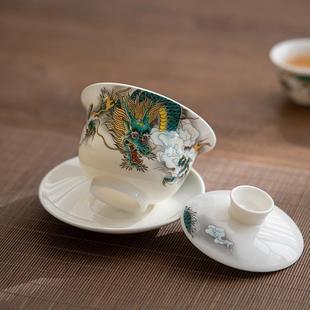 直销三才盖碗泡茶主人陶瓷功夫茶具家用单个敬茶手工泡茶器功 新款