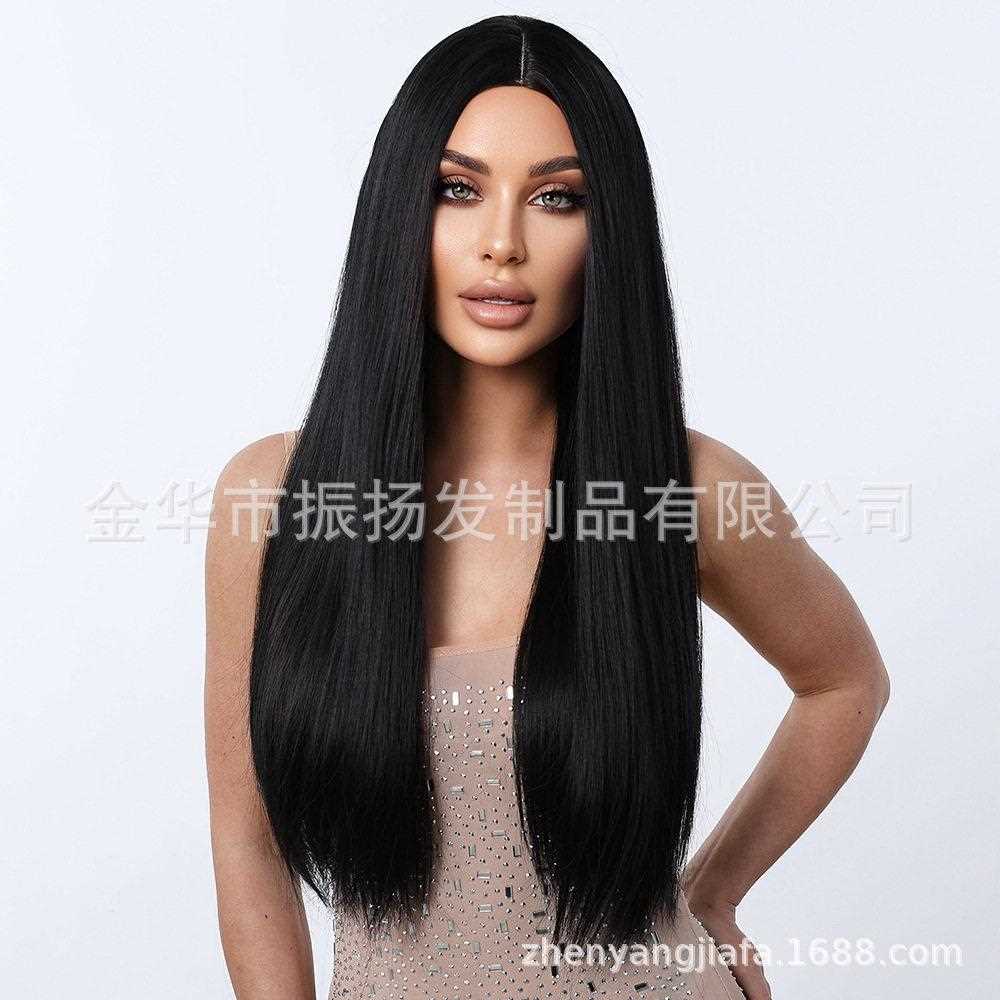 新款直销假发女黑长直中分长直发日常假发全头发型温丝假发头套现