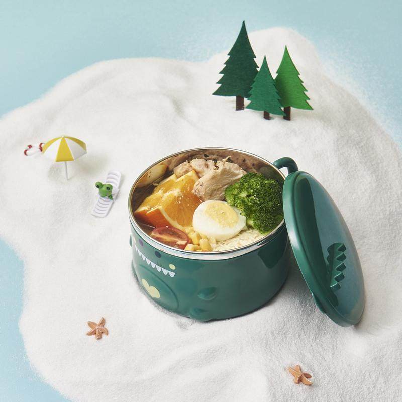 直销新款新款恐龙不锈钢304泡面碗可爱学生带盖大容量双层防烫便,餐饮具,碗,淘宝优惠券,粉丝福利购,淘宝优惠卷