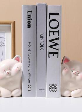 新款直销加大款树脂贴贴猫书档书立摆件书房客厅酒柜居家装饰摆件