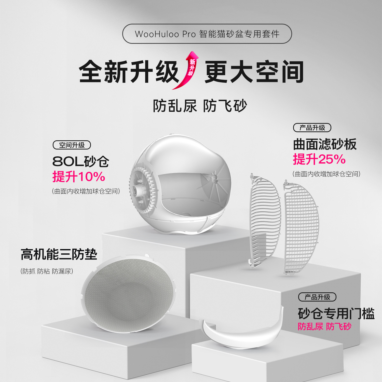 【新升级砂仓】WooHuloo呼噜宝贝智能猫砂盆适配全新升级砂仓