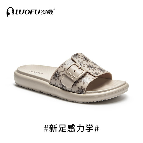 LUOFU罗敷新款夏季女士方扣可调节凉鞋休闲厚底防滑EVA一字带凉拖
