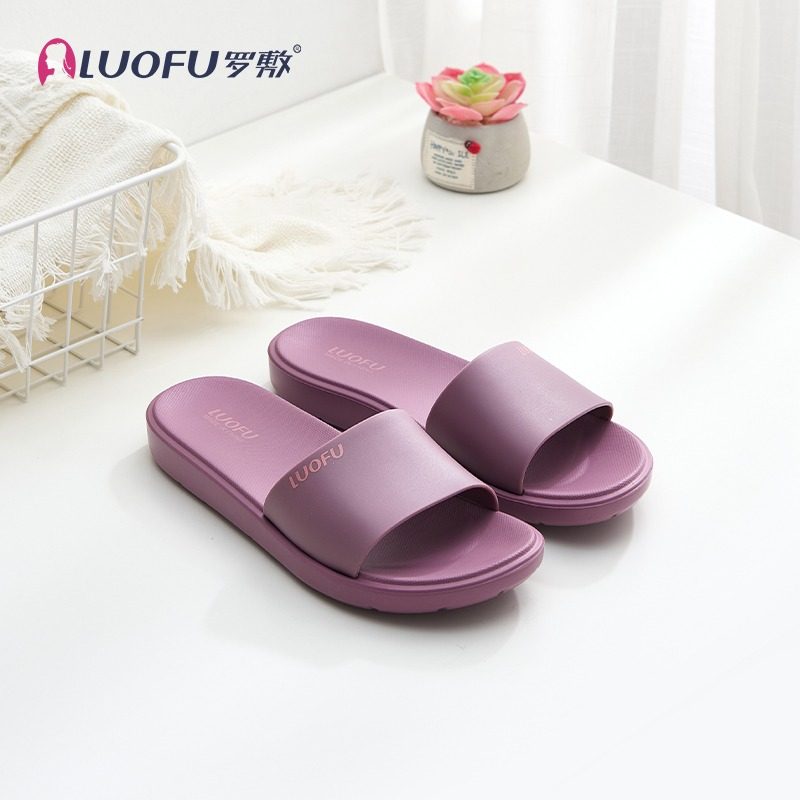 LUOFU罗敷新款女士纯色居家拖鞋浴室洗澡防滑耐脏厚底一字凉拖男 - 罗敷拖鞋店出品