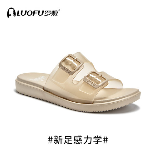 LUOFU罗敷新款秋季女透明勃肯鞋休闲可调节厚底防滑沙滩EVA凉拖鞋