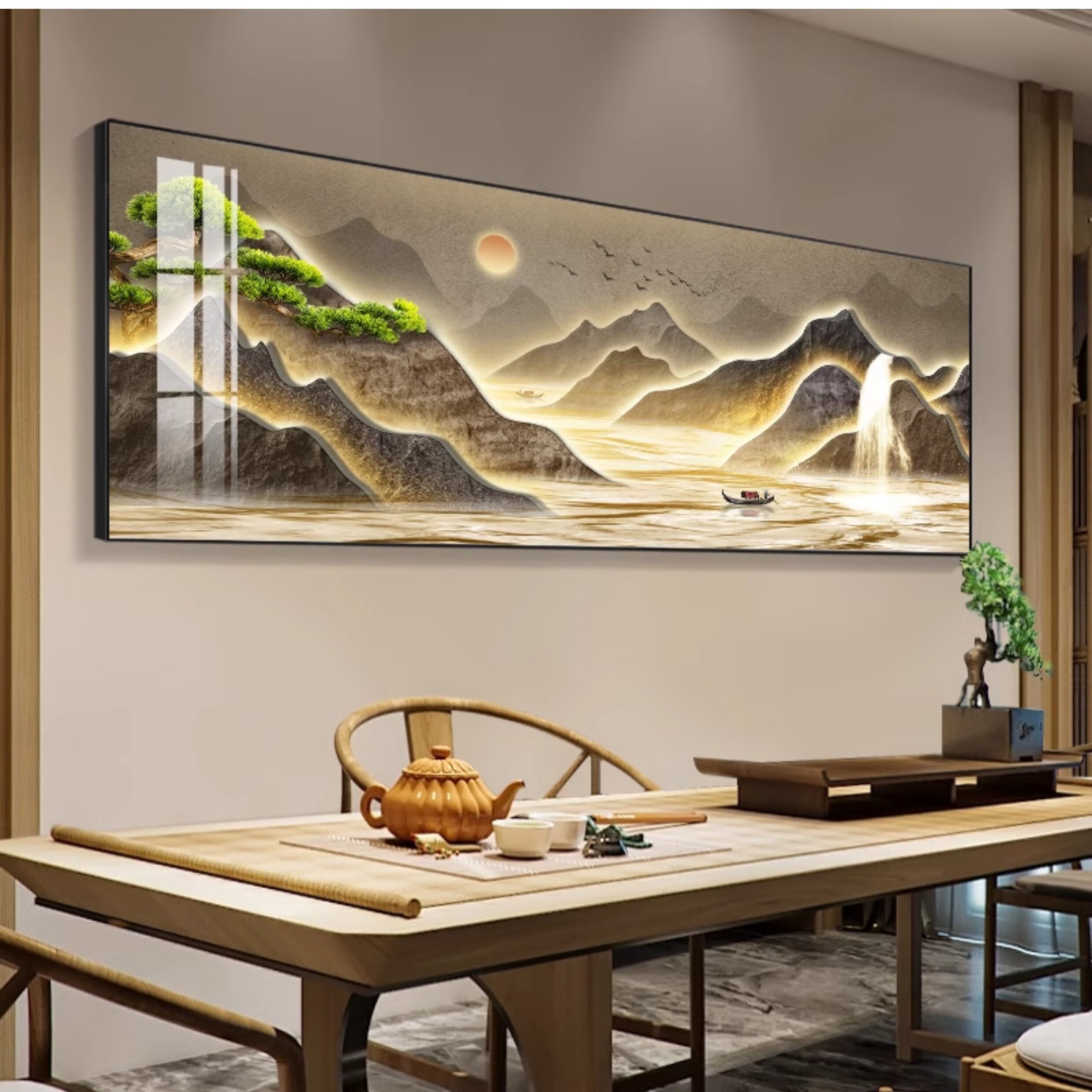 日照金山客厅装饰画旭日东升挂画