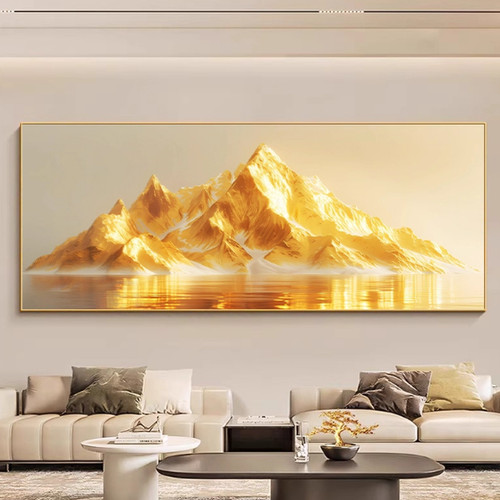 日照金山客厅装饰画背有靠山壁画