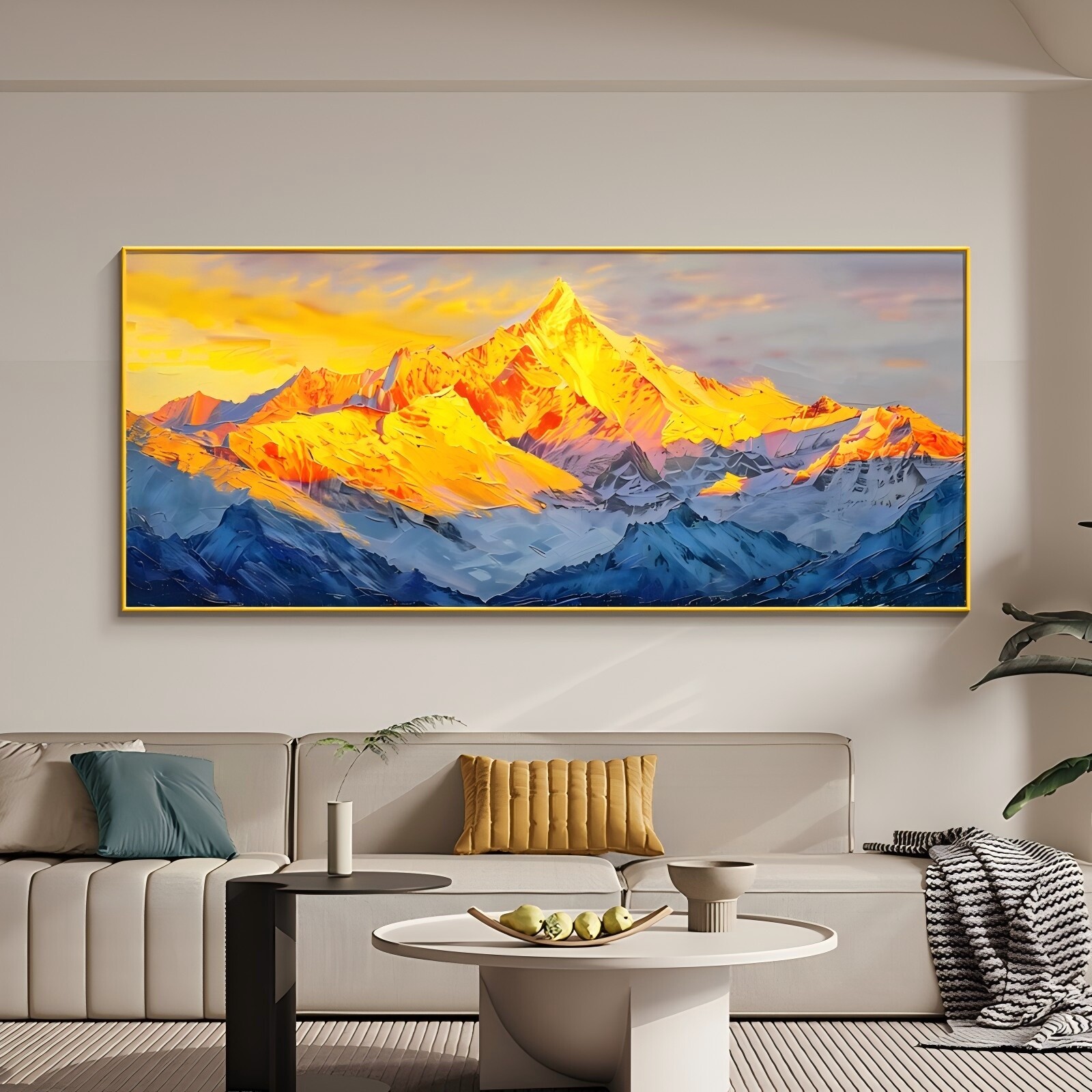 日照金山客厅装饰画背有靠山挂画