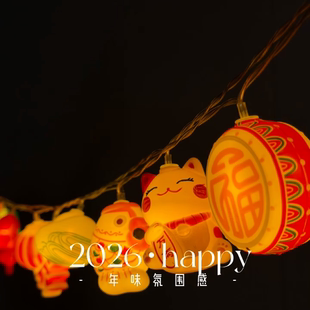 新年春节灯串喜庆过年装饰气氛灯福字灯笼小彩灯闪灯串灯饰氛围灯