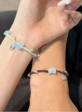 2025新款高颜值小红书同款可爱小猫编织手链女生时尚简约百搭手链