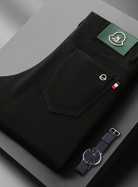 欧货新款欧洲站轻奢高货秋冬款加厚黑色长裤弹力修身小直筒裤潮牌