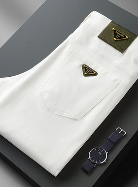 秋冬款欧货新款欧洲站轻奢加厚白色三防长裤弹力修身小直筒裤潮牌