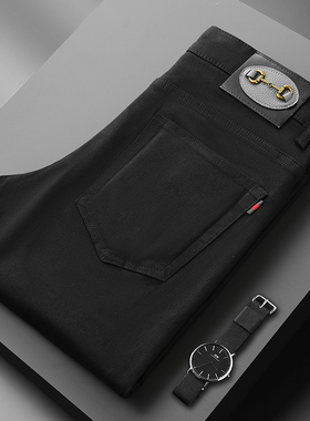 欧货新款欧洲站轻奢高货秋冬款加厚黑色长裤弹力修身小直筒裤潮牌