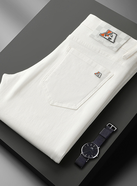 秋冬款欧货新款欧洲站轻奢加厚白色三防长裤弹力修身小直筒裤潮牌