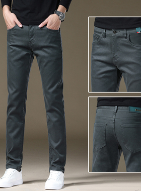 欧版高端秋冬牛仔裤男款2025新款修身小脚蓝灰色弹力休闲男士裤子