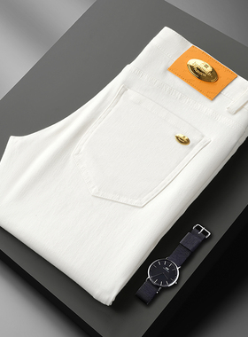 秋冬款欧货新款欧洲站轻奢加厚白色三防长裤弹力修身小直筒裤潮牌