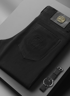 欧货新款欧洲站轻奢高货秋冬款加厚黑色长裤弹力修身小直筒裤潮牌