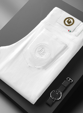 欧货新款欧洲站轻奢高货秋冬款加厚白色长裤弹力修身小直筒裤潮牌