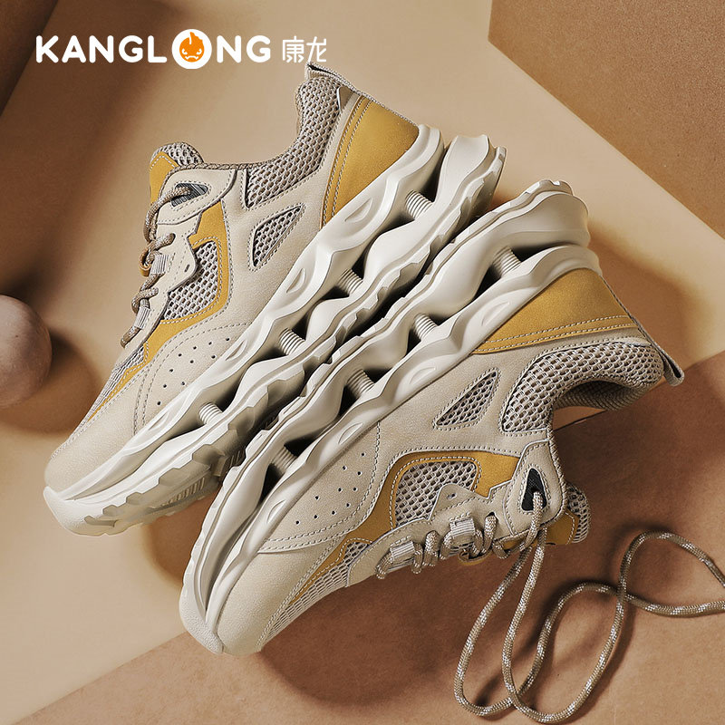康龙2025新款透气软底增高老爹鞋