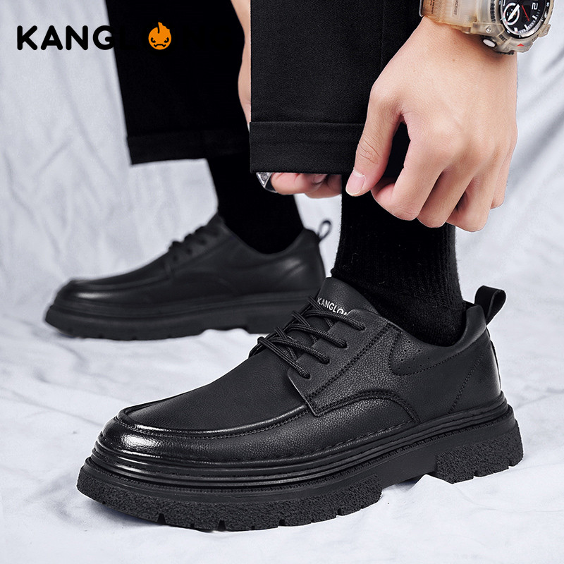 康龙男鞋2025新款商务休闲英伦风软底皮鞋黑色男士工装低帮皮鞋子,流行男鞋,休闲板鞋,淘宝优惠券,粉丝福利购,淘宝优惠卷